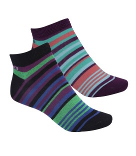 LBD08 - Multi Colour Ladies Ankle Socks - Double Pack (B)