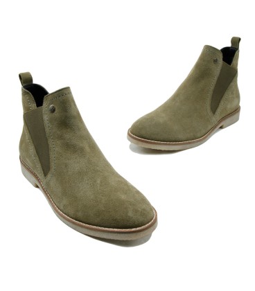 LT 4682022SA - Quartz Olive Green - Ladies Abstract Suede Chelsea Boots
