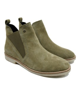 LT 4682022SA - Quartz Olive Green - Ladies Abstract Suede Chelsea Boots