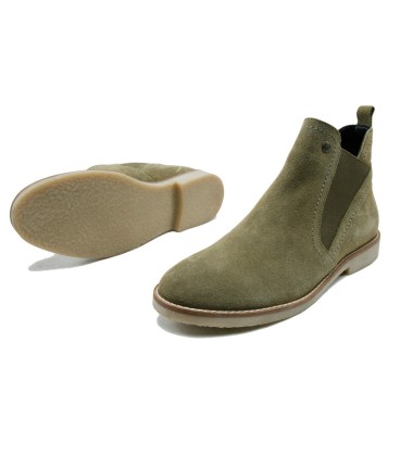 LT 4682022SA - Quartz Olive Green - Ladies Abstract Suede Chelsea Boots