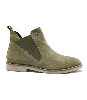 LT 4682022SA - Quartz Olive Green - Ladies Abstract Suede Chelsea Boots